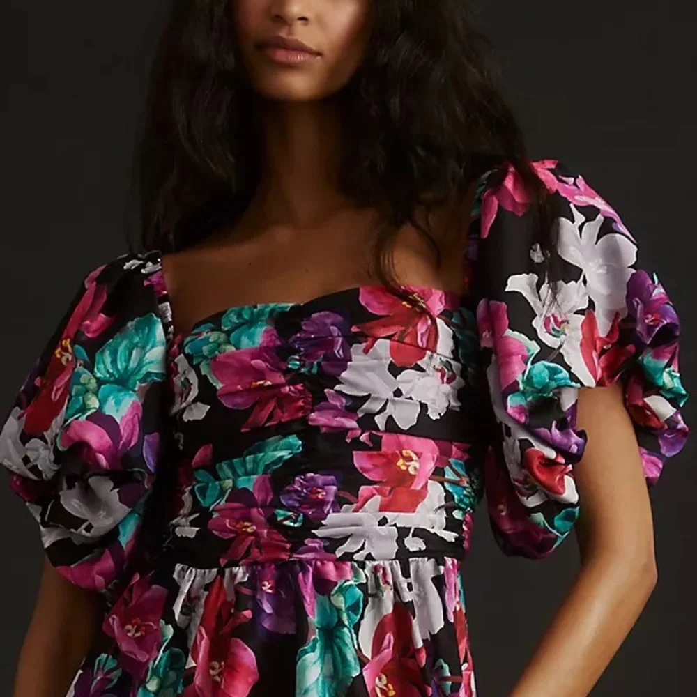 Anthropologie Delfi Puff-Sleeve Floral Printed Maxi Dress - Picture 10 of 16